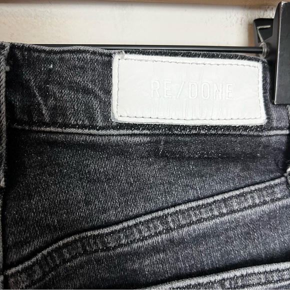 RE/DONE- Originals 70's Stove Pipe in Stoned Noir Raw Hem Black Denim Jeans - Picture 7 of 9